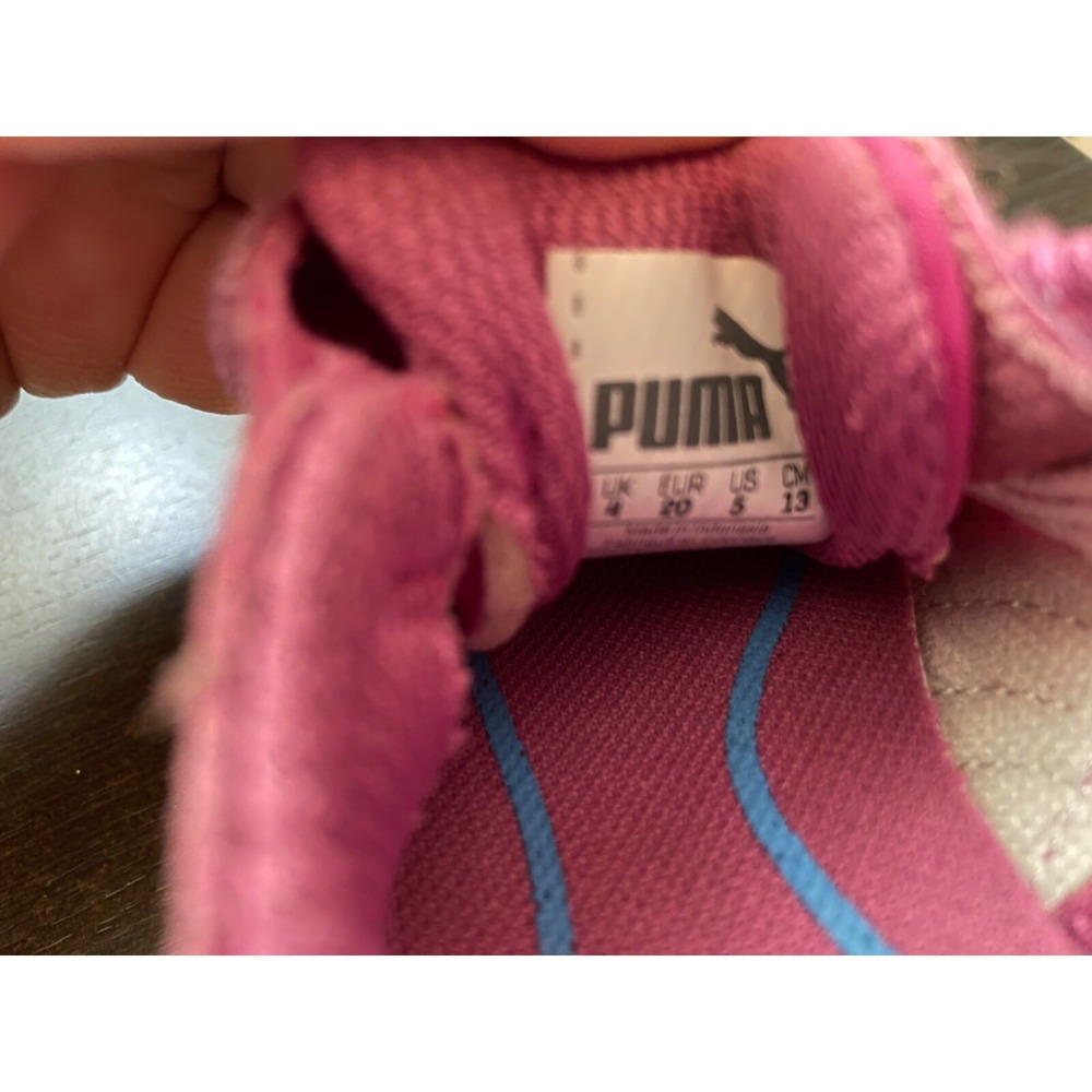 Retro Puma Girls Pink Athletic Shoes Sneakers hook Loop Toddler /Walker Size 5 - Picture 7 of 7